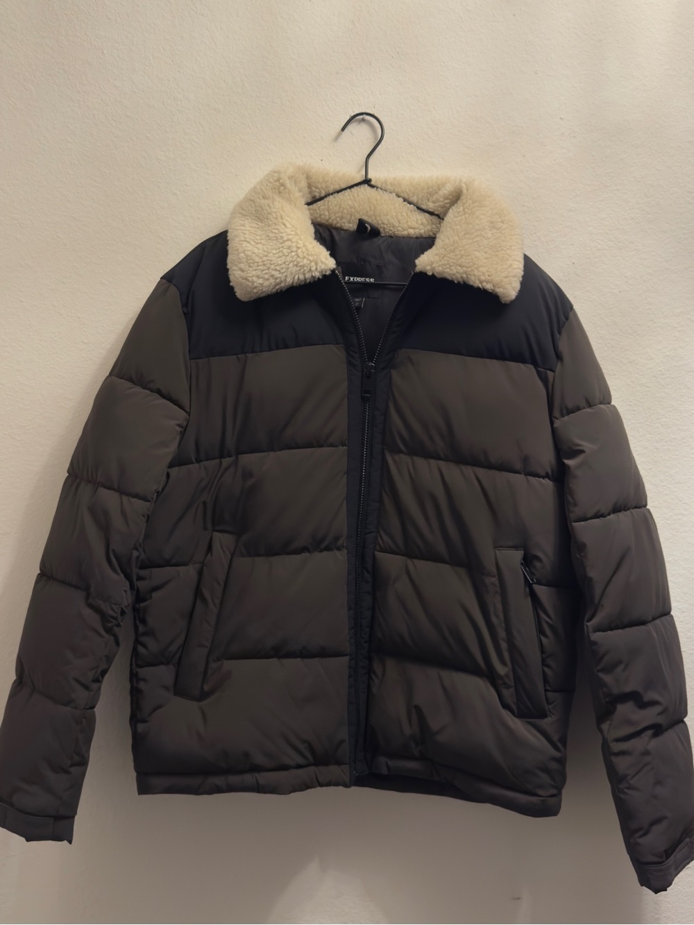 Express Nylon Sherpa Collar Puffer Jacket
